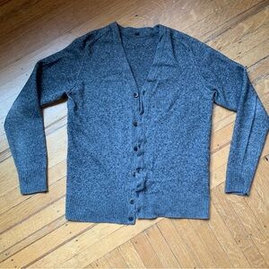 Gray Button-Up Wool Cardigan
